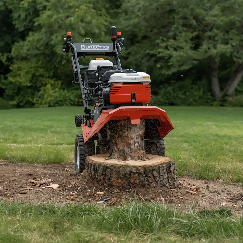 Stump grinder machine used for stump removal after tree cutting service