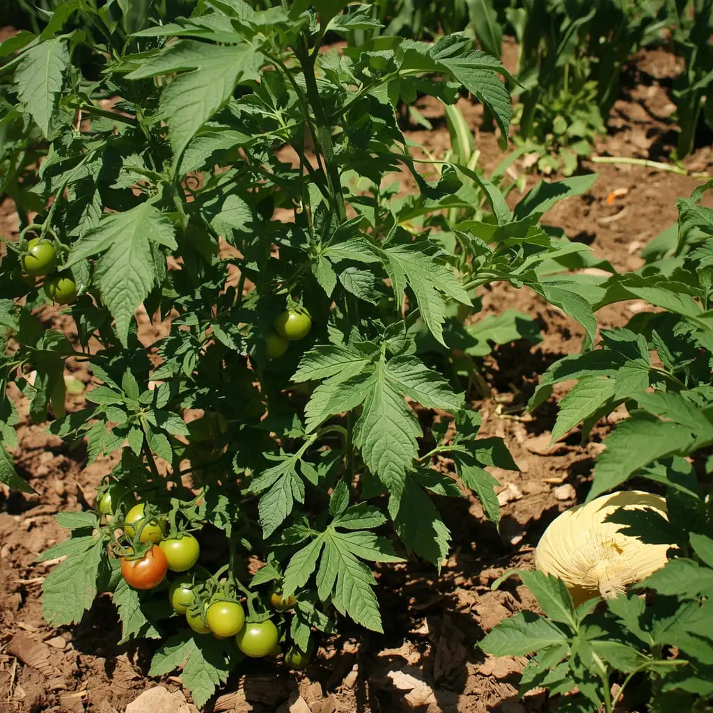 warm season vegetables like tomatoes peppers and corn growing in may