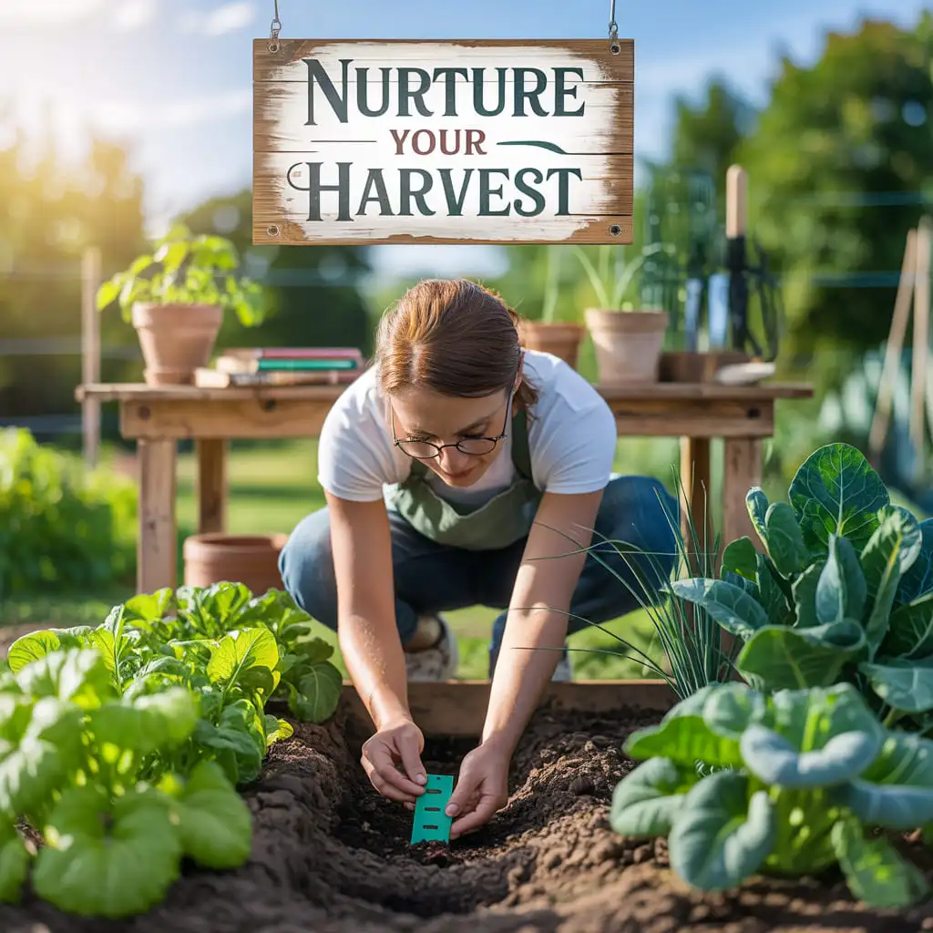 Gardener using a soil pH test kit in a vegetable garden bed to check soil health
