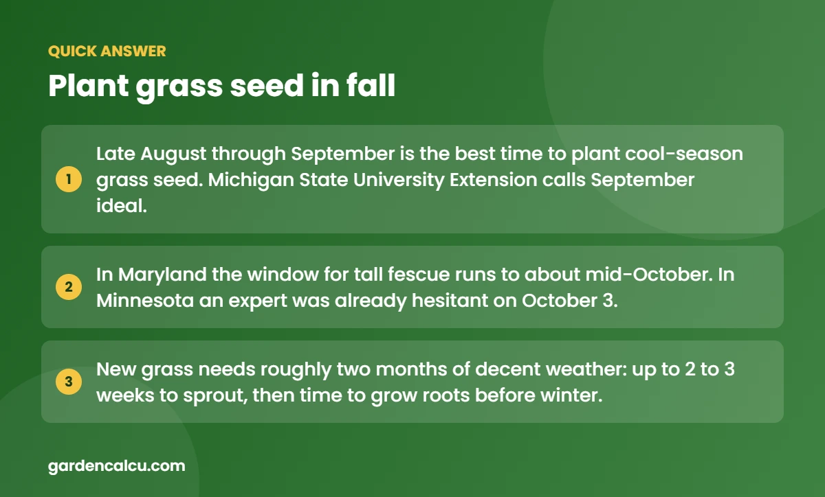 Quick answer: plant grass seed in fall